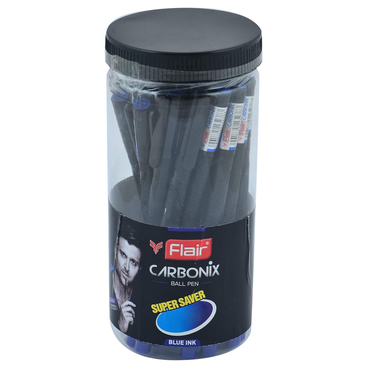 

FLAIR Carbonix 0.7mm Ball Pen Jar Pack of 1 X 25 Blue Ink Liquid Light Weight Smooth Writing Pens for Office School Use