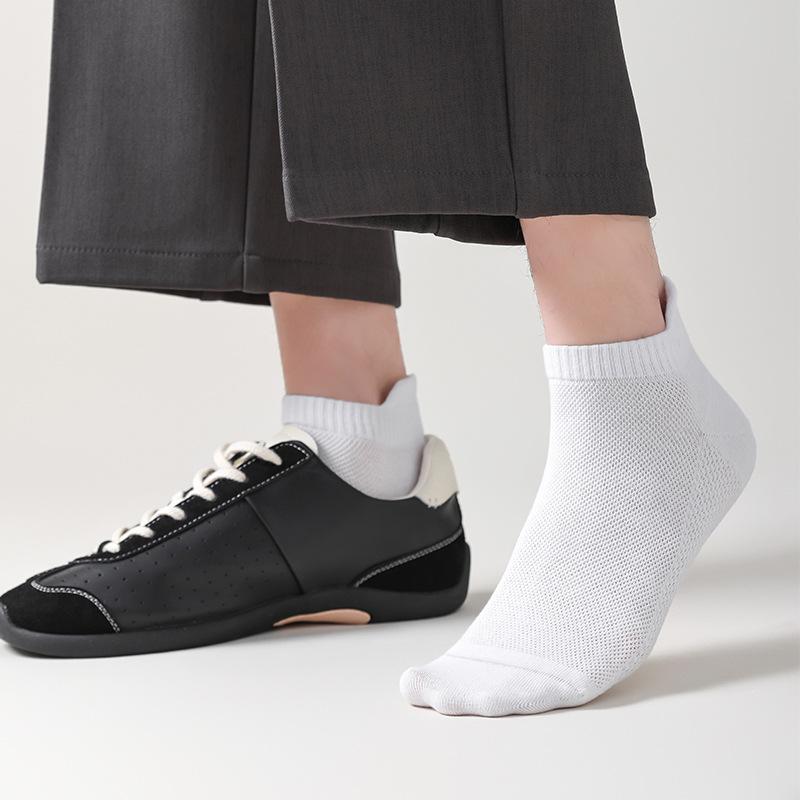 Men's Summer Thin Pure Color Simple Sweat Absorbing Breathable Ear Lifting Mesh Low Top Socks