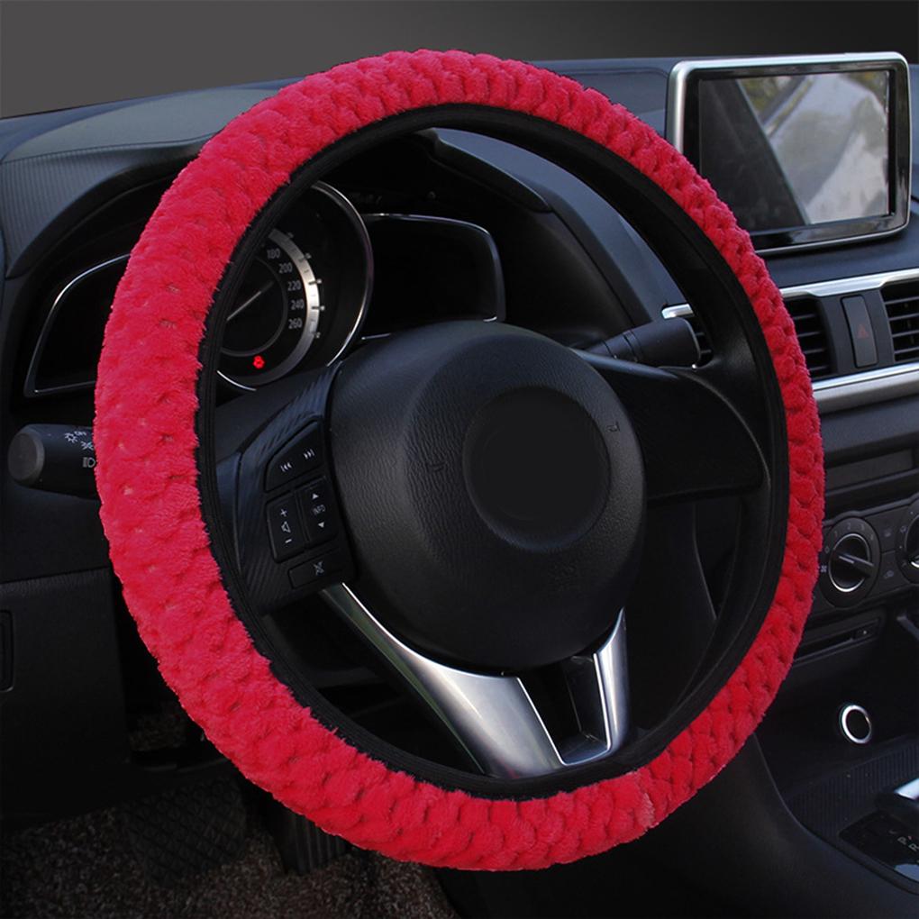 Auto Decoration Winter Warm Universal Car-styling Soft Warm Plush Covers Car Steering Wheel Cover Pearl Velvet