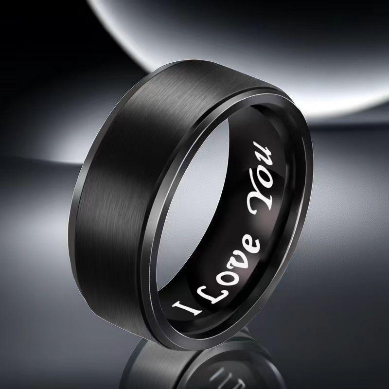 

I Love You Engraved Stainless Steel Ring Vintage Style Men s Fashion Jewelry Anniversary Birthday Valentine s Day Gift for Him 12 чёрный
