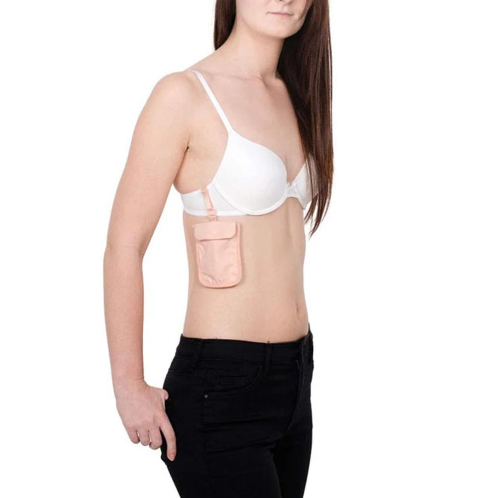 1pc Women Hidden Bra Wallet Solid Color Travel Bra Wallet Flap Clasp Money Belt Pouch Pickpocket Belt Ladies Pocket Cute Wallet
