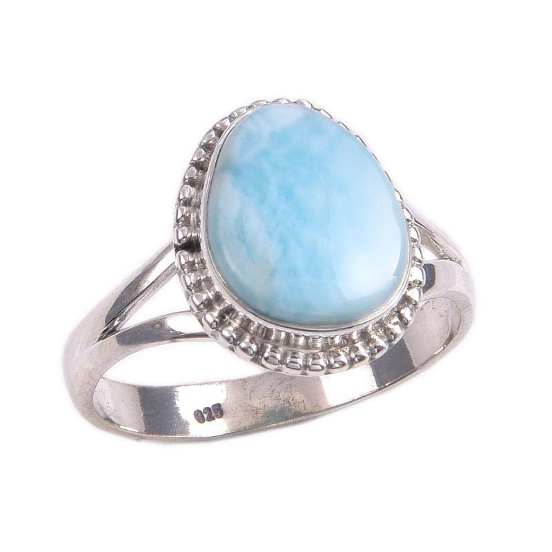 Natural Republic Larimar Gemstone 925 Solid Sterling Silver Gift Ring S.9 S9I12