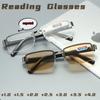Trendy Mens Womens Reading Glasses Half Frame Square Presbyopia Eyewear Natural Stone Original Business Eyeglasses