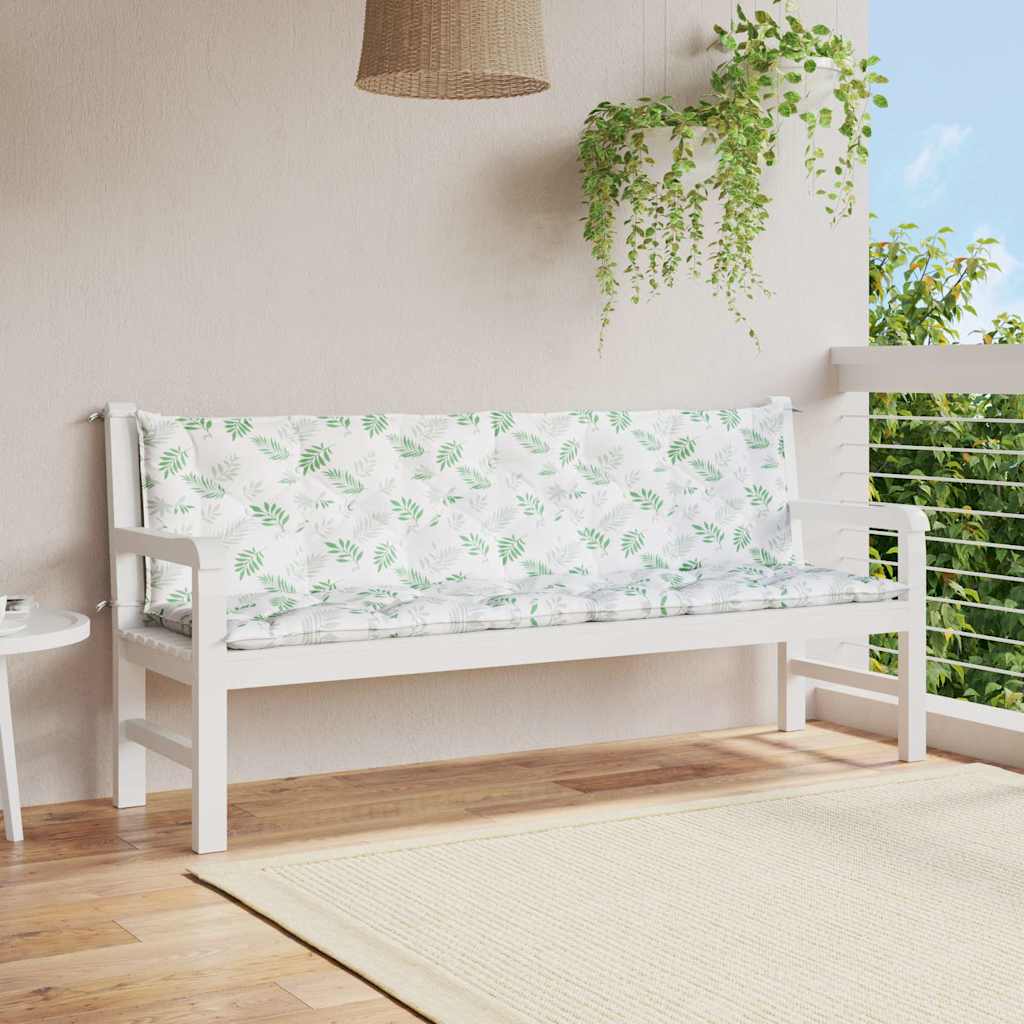 Garden Bench Cushions 2 pcs Leaf Pattern 200x50x7 cm Fabric