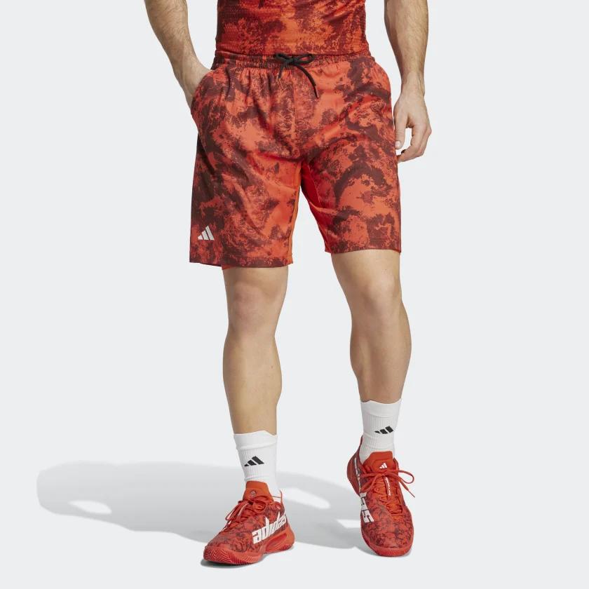 Adidas SS23 French Open Series Tennis Paris Heat.Rdy Two-In-One Shorts Tie-Dye Print Straight Casual Shorts Men Shorts Red HT7224