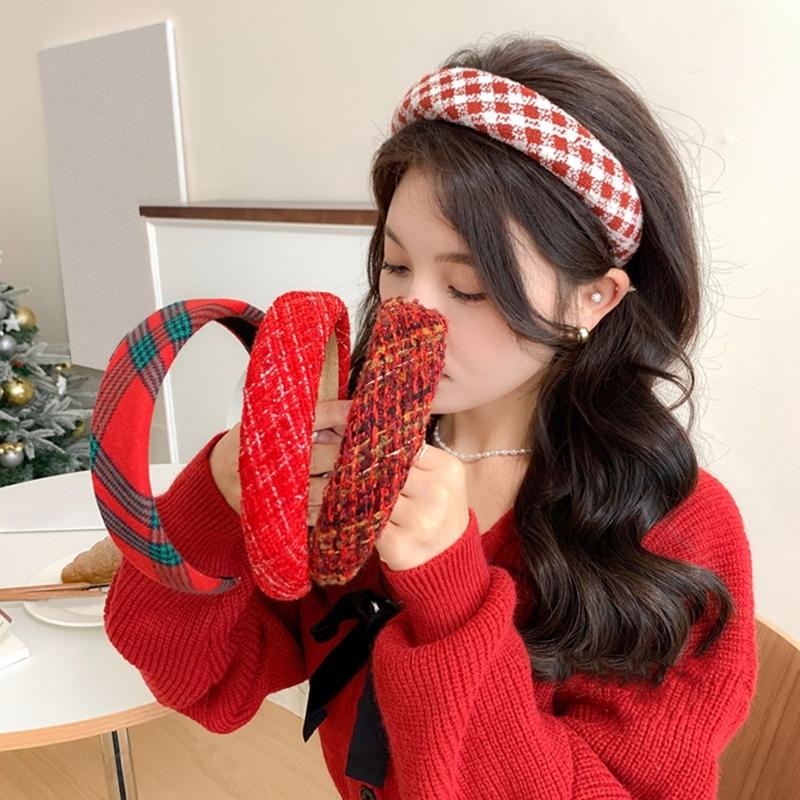 Christmas Theme Red Headband for Women Girl Non-Slip Festival Headband Makeup Hairhoop Soft Sponge Hairband Accessories