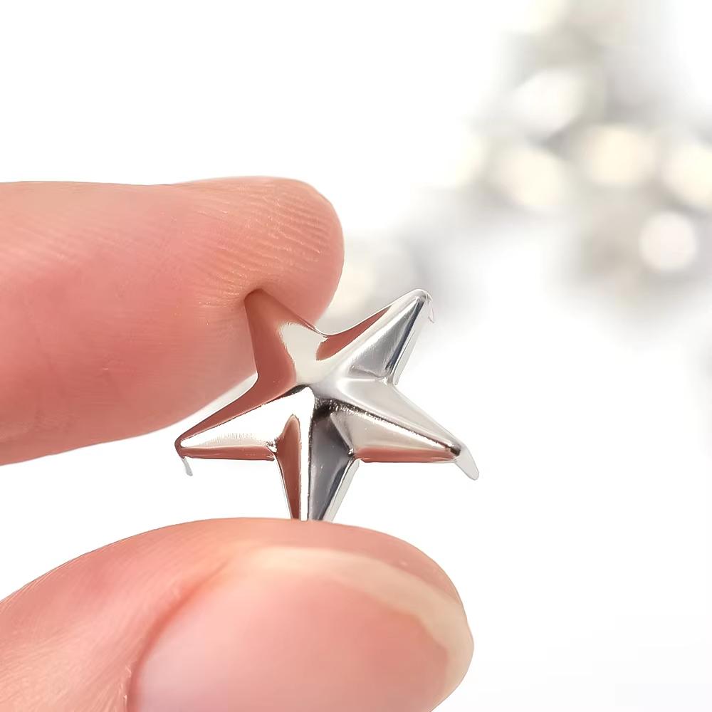 Wholesale Silver Metal Star Rivets DIY Clothes Shoes Bags Handmade Clothing Accessories Punk Leather Studs Spikes Spots Nails