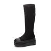 Leopard Print Tall Women's Boots Winter 2025 New Long Boots Rear Zipper Thick Muffin Bottom Elastic Boots Thin Fashion
