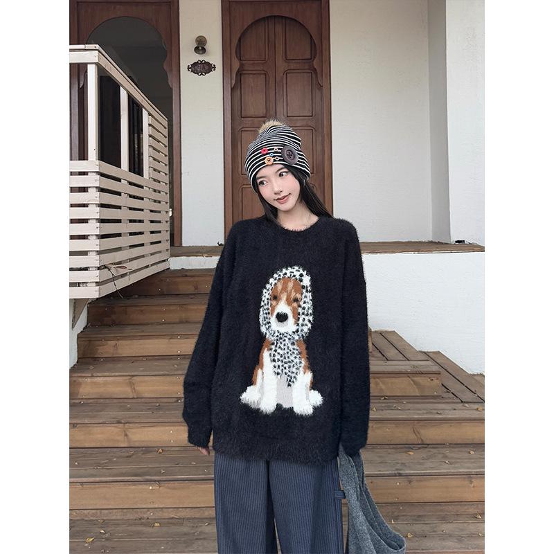 Cozy Korean-Style Round Neck Knit Sweater - Soft, Chewy, and Relaxed Long-Sleeve for Autumn/Winter