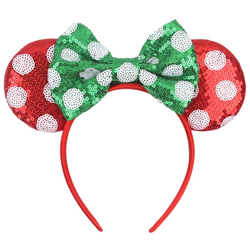 Neues Weihnachts-Mausohren-Stirnband für Mädchen Einheitsgröße Pailletten Schleife Haarband Festival Party DIY Haarschmuck Boutique