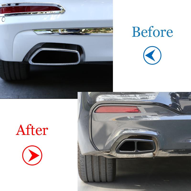 Auto-Hinterteil mit doppeltem Auspuffrohr, Verkleidungen aus Edelstahl für Außenteile für BMW 5er G30 G31 2017