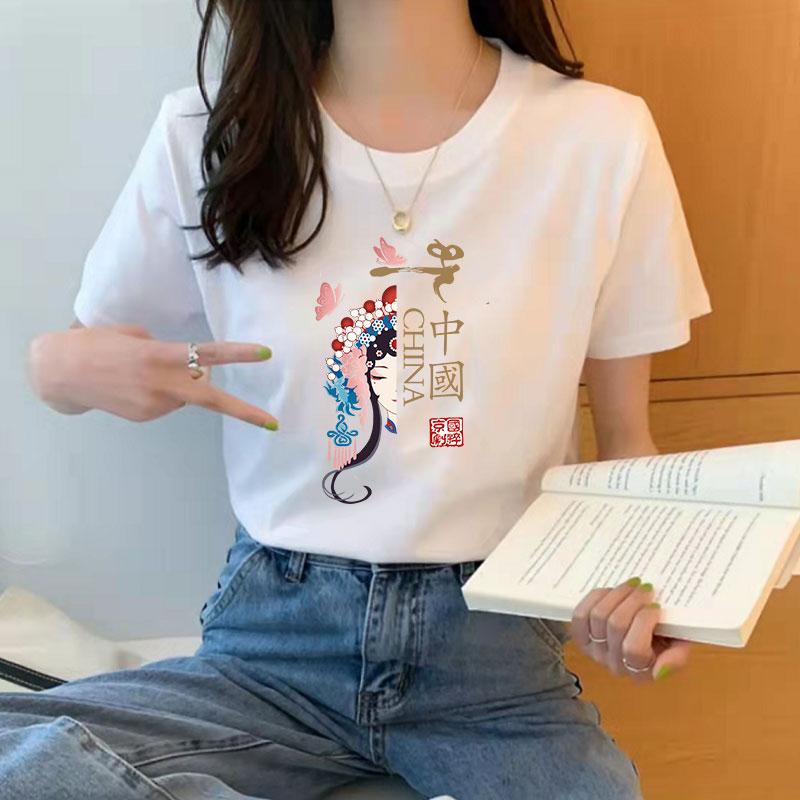 

Short-sleeved t-shirt women s summer 2025 new print student loose round neck salt versatile clothes trend 3XL