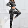 "Seamless Tie-Dye Yoga Set: Long-Sleeve Top & High-Waist Leggings for Women"