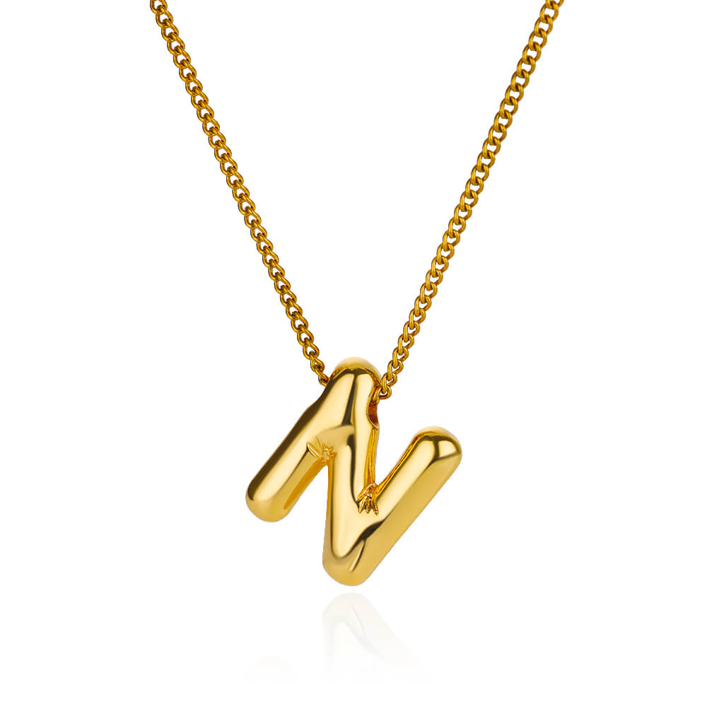 Initial Letter Necklaces For Women Gold Color Stainless Steel A-Z Letter Chunky Necklace Wedding  Christmas Party Jewelry Gift