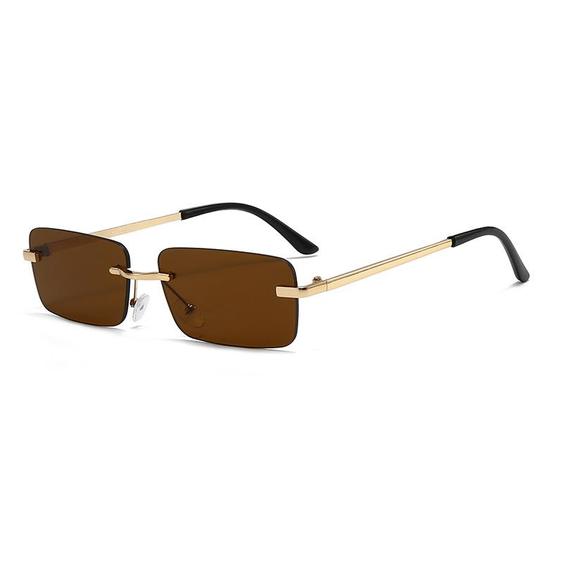 Fashionable Square Rimless Sunglasses Minimalist Trendy Street Style Shades Outdoor Sports and Travel UV-Protective Eyewear