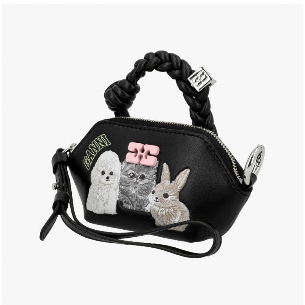 Ganni Animal Graphic Logo Bow Nano Tote Bag A6891 099