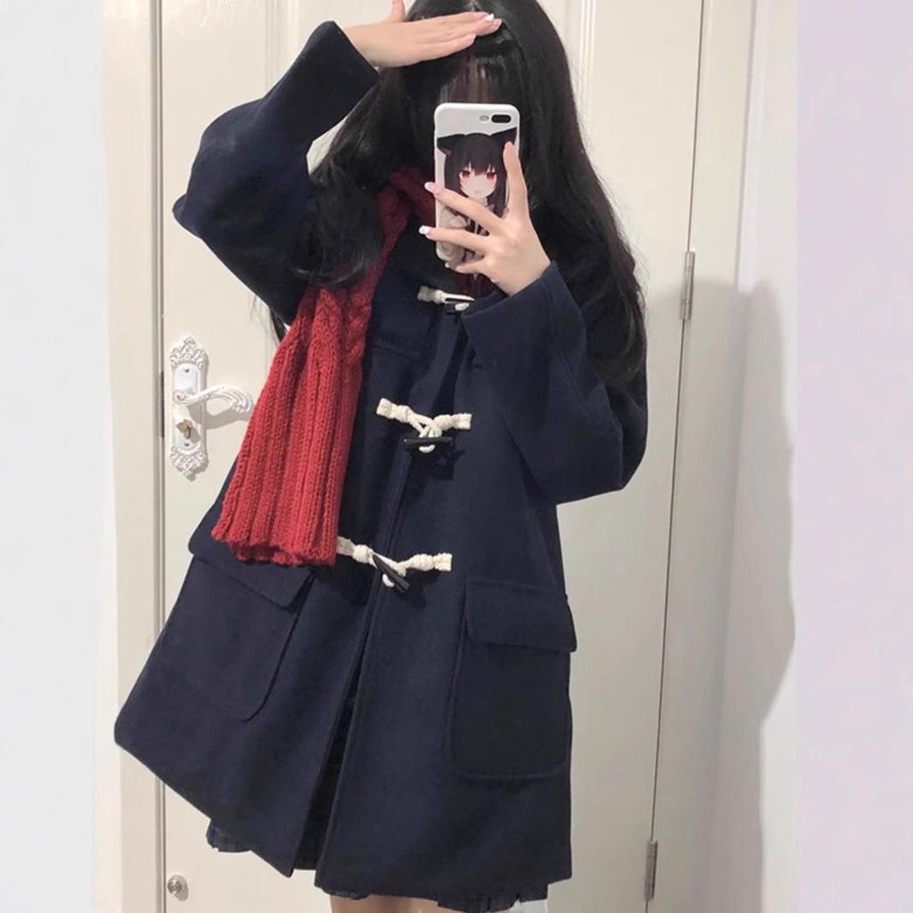 Japanese Academy Style Toggle Coat: Petite Wool and Cotton-Padded Winter Wear