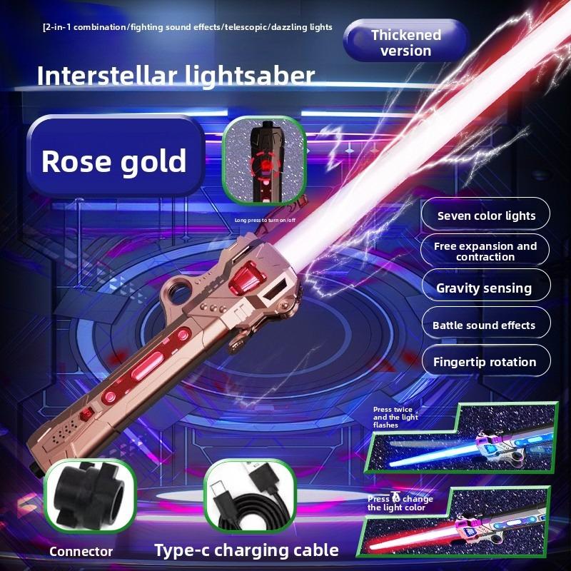 

Kids Vivid Glowing Sword Toys Telescopic Music Laser Sword 2-In-1 Rotating Relaxation Plaything Light Sword Kids Adult Toys
