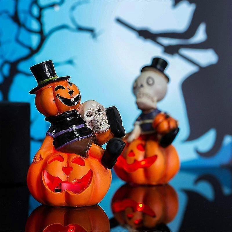 Halloween Skull Pumpkin Lamp Halloween Lantern Pumpkin Led Light Led Flickering Flameless Light Pumpkin Tealight For Landscape