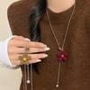 Korean Style Colorful Plush Flower Pendant Necklaces for Women Girls Casual Trendy Pull-Out Long Sweater Necklaces Jewelry Gifts