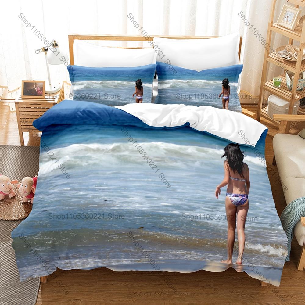 Pop Star Selena Gomez Bedding Set Duvet Cover & 2 Pillowcases Fashion Character Print Comfortable Bedroom Supplies