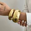 IngeSight.Z Punk Exaggerated Smooth Heavy Metal Chunky Bangle Women Hip Hop Gold Color Round Arm Bracelet Steampunk Jewelry 2026