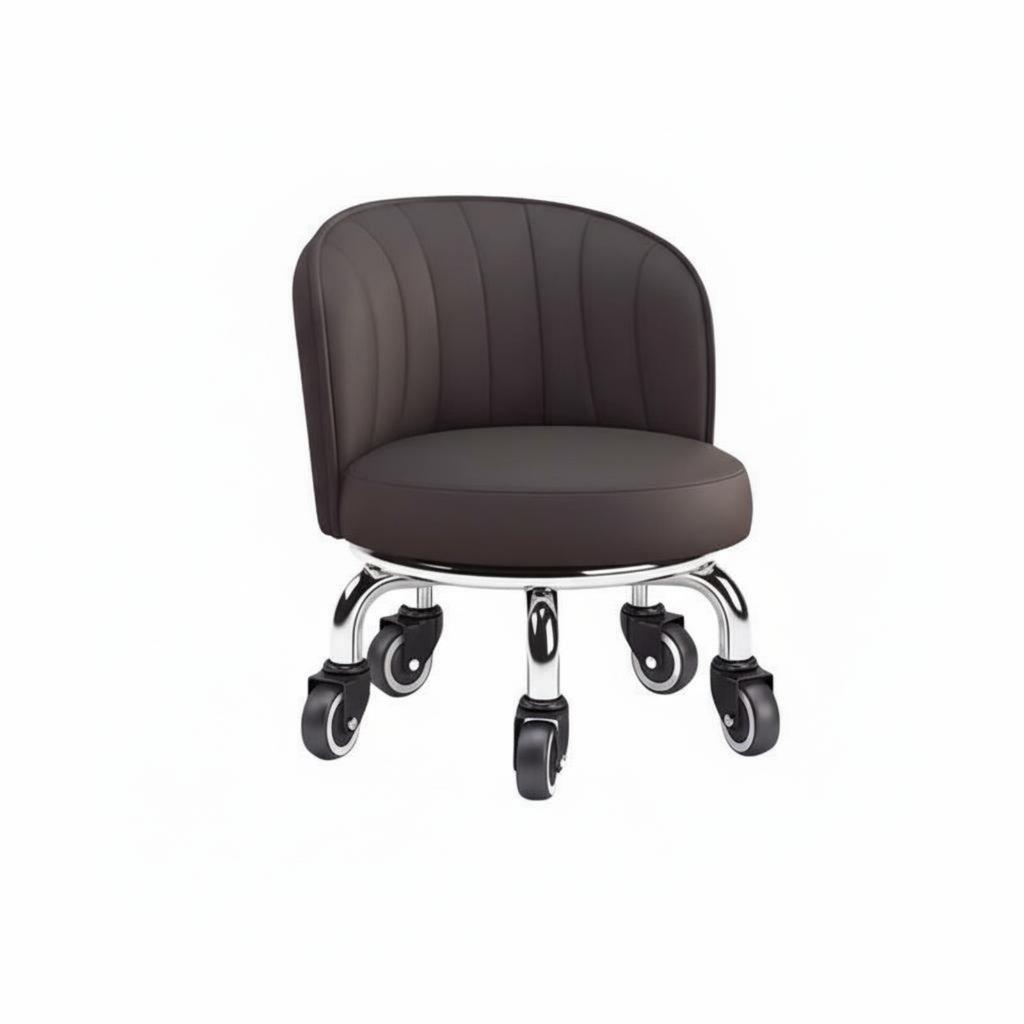 Low Rolling Stool Multifunctional Round Caster Stool Small Decorative Chair on Wheels Easy to Install High-Density Sponge
