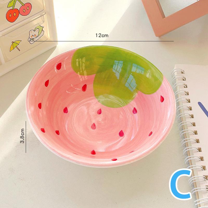 

Прекрасная ложка в форме арбуза и клубники Керамические ложки для хлопьев Ложки для супа рамен Сервировочная ложка с фруктовым узором