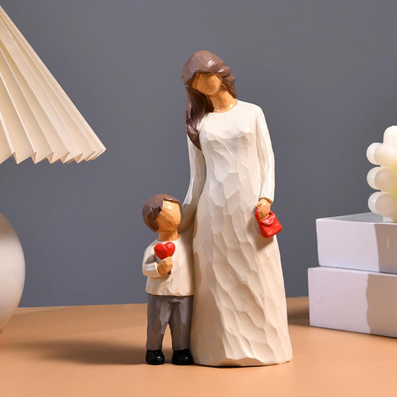 Creative Resin Table Ornament Mom And Son Figure Statue Elegant Table Ornament Family Stand Sculpture Creative Craft Home Decor