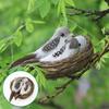 1 Set Realistic Feathered Birds With Nest Birds Egg Artificial Garden Decor Tree
