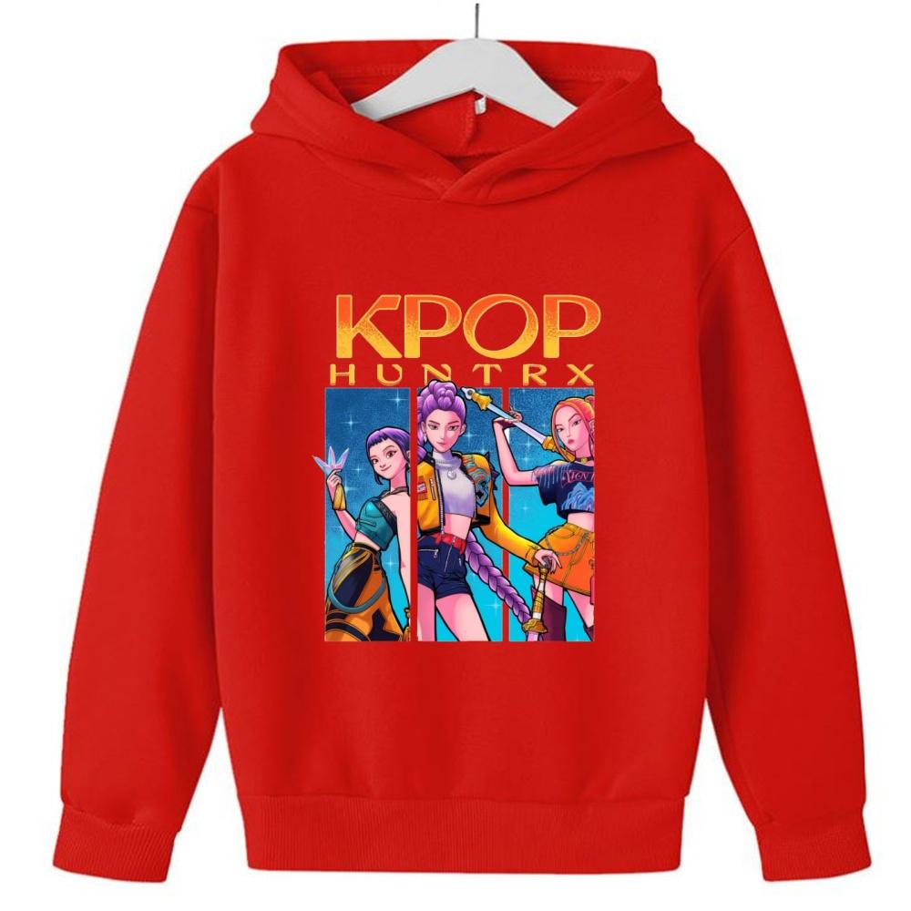 KPop Demon Girls Fashion Casual Sweatshirt Movie New Kids K-Pop Demon Hunters Hooded Tops Toddler Girl Clothes Hunters Hoodie