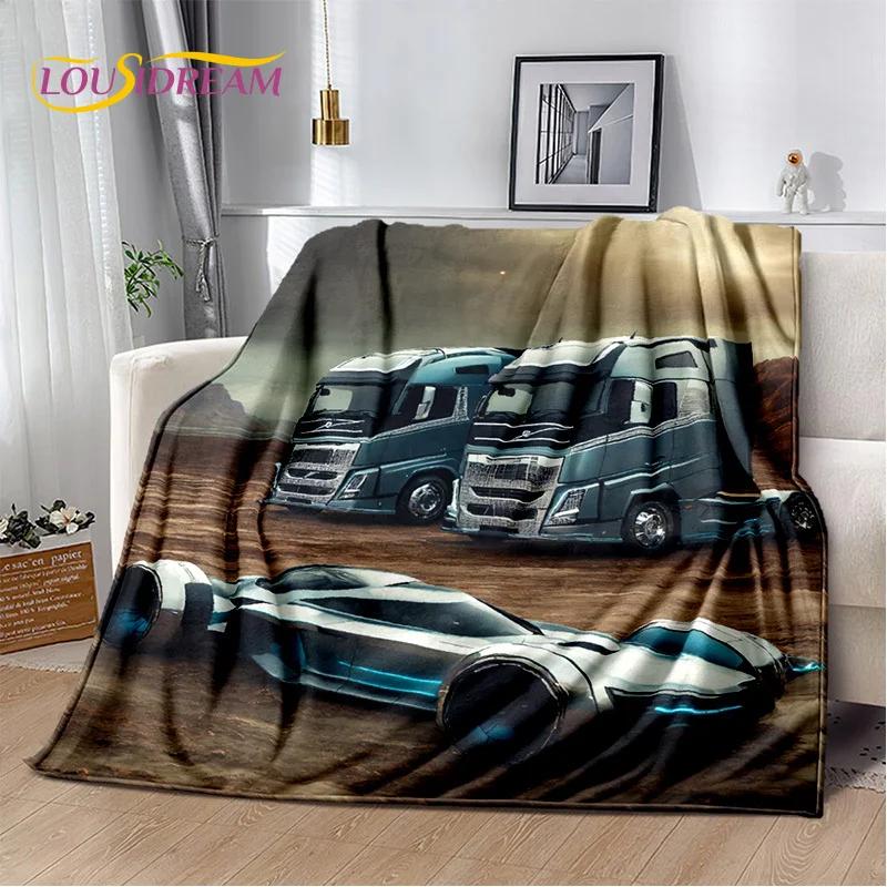 Volvo Truck Lorry 3D Printing Soft Flannel Blanket for Beds Bedroom Sofa Picnic,Throw Blanket for Cover Outdoor Leisure Nap Gift