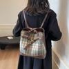 Karierte Einkaufstasche mit großer Kapazität, Umhängetasche für Damen, Vintage-Rucksack