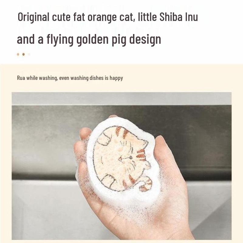 Absorbent Wood Pulp Cotton Dishcloth: Non-Stick Oil Sponge for Kitchen Cleaning and Pot Brushing