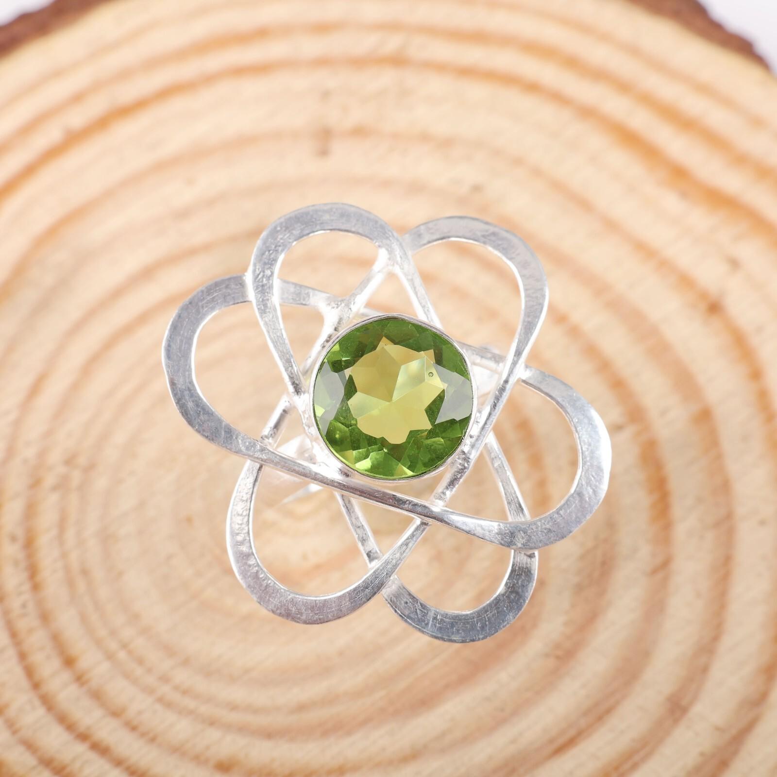 

Натуральный Перидот Драгоценный Камень 925 Стерлинговое Серебро Ювелирные Изделия Кольцо Ручной Работы Подарок для Жены RR-21-2 13