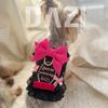 Luxury Dog Harness Leash Set Black Princess Dress with Bowknot Lace Chest Strap Puppy Walking Lead Rope for Maltese Schnauzer