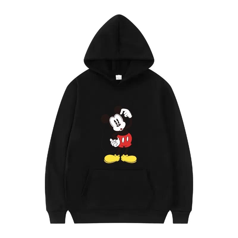 Disney Mickey Mouse Pattern Woman Fleece Sporty Loose Grey Winter Tops Clothing Pullovers Ladies Cheap Hoodies Men Sweatshirts