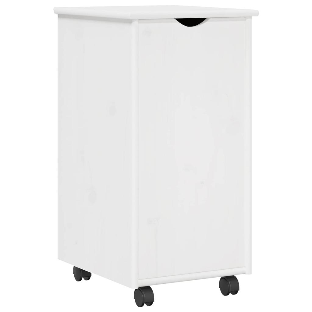Rollcontainer mit Rädern Weiß 34 x 39 x 65,5 cm Massivholz Kiefer