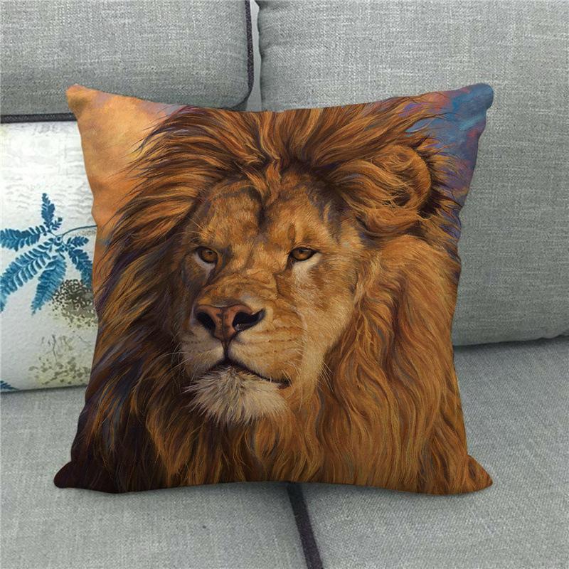 Tiger and Lion Print Pattern Cushion Cover Pillowcase Home Living Room Sofa Bedroom Decorative Pillowcase