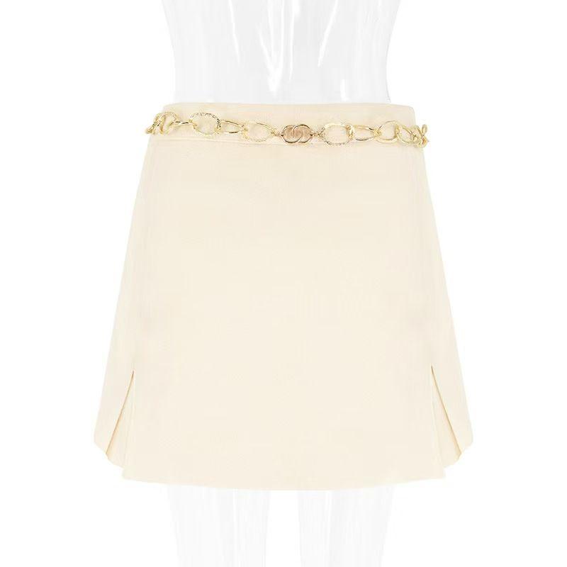 

European and American Style New Fashion All-Match High Waist Skirt Women s Skirt High Waisted Short Skirt Milky White S