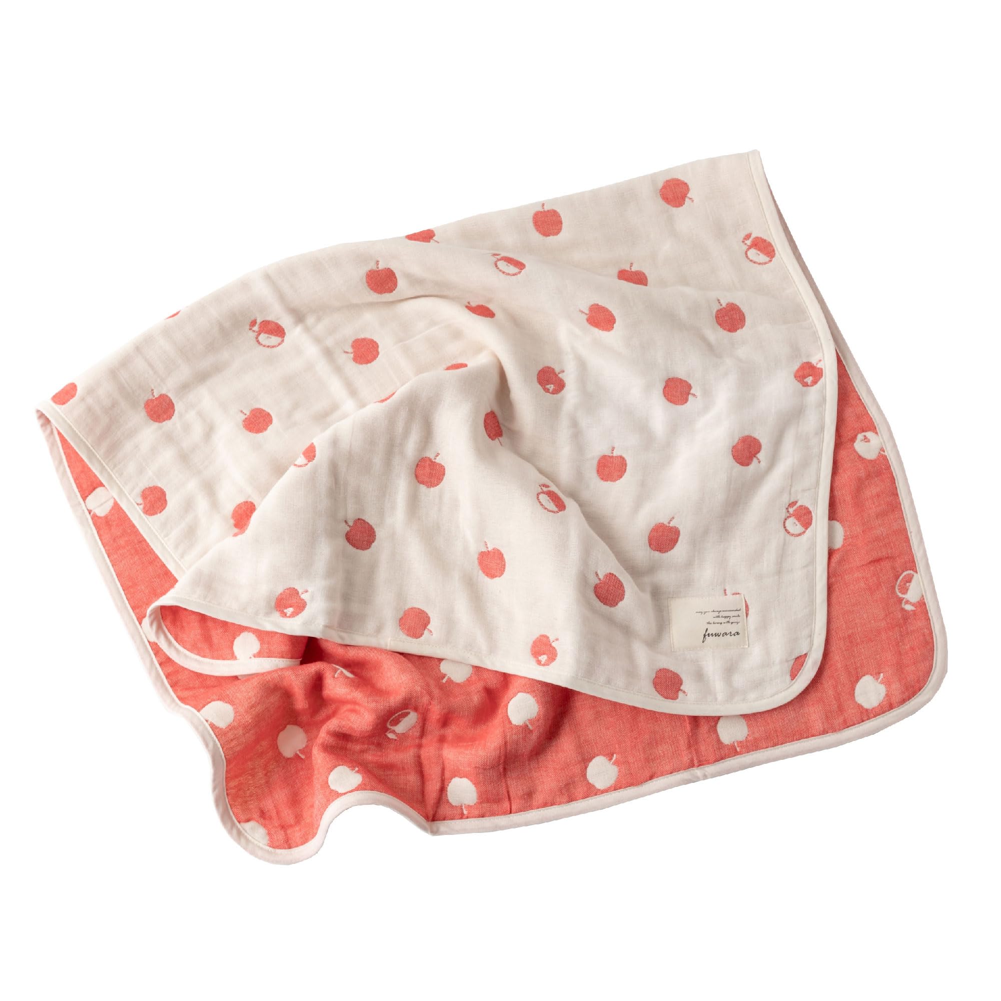 

fuwara gauze nap approximately 70 x 100 made in Japan 6-ply blanket, size, cm, (apple/red)
