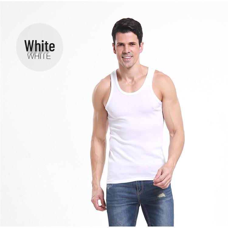 Men s Plus Size Slim Fit Sports Cotton Vest Tank Top XXL белый