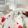 Red White Rose Floral Bedding Set Romantic 3D Print Duvet Cover Pillowcase Breathable Wrinkle-Free For Valentine Bedroom Decor