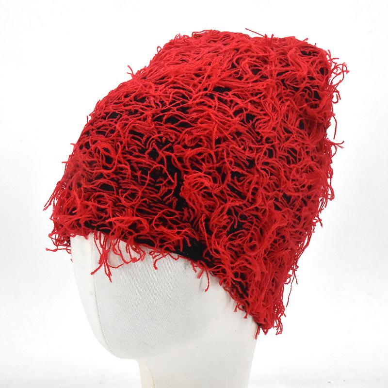 

New Women Wool Knitted Cap Trendy Retro Wool Hat For Keeping Warm Thicken Big Head Sized Cold Proof Hat For Male Head 54-58CM красный