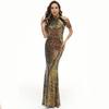 Women's Sexy Sequin Tassel Off Shoulder Halter Bodycon Maxi Dress Party Evening Gown Formal Dresses Mermaid Bodycon Cocktail Evening Dress for Women