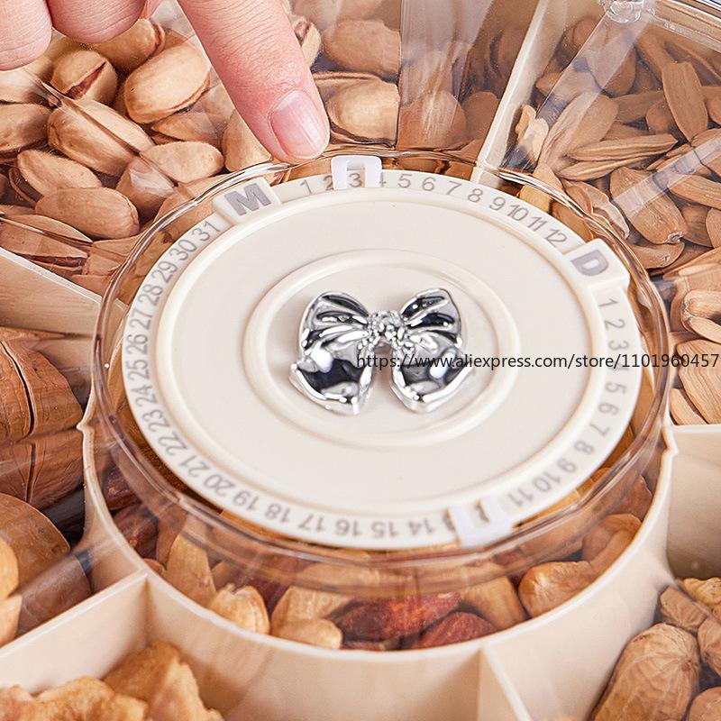 Home Luxury Airtight Dry Fruit Tray New Year Snack Storage Box Perfect for Nuts Candies On Living Room Coffee Table