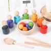Montessori Color Sorting Cups & People Game: 7 Colors, Beads & Clips for Ages 1-4 Early Education