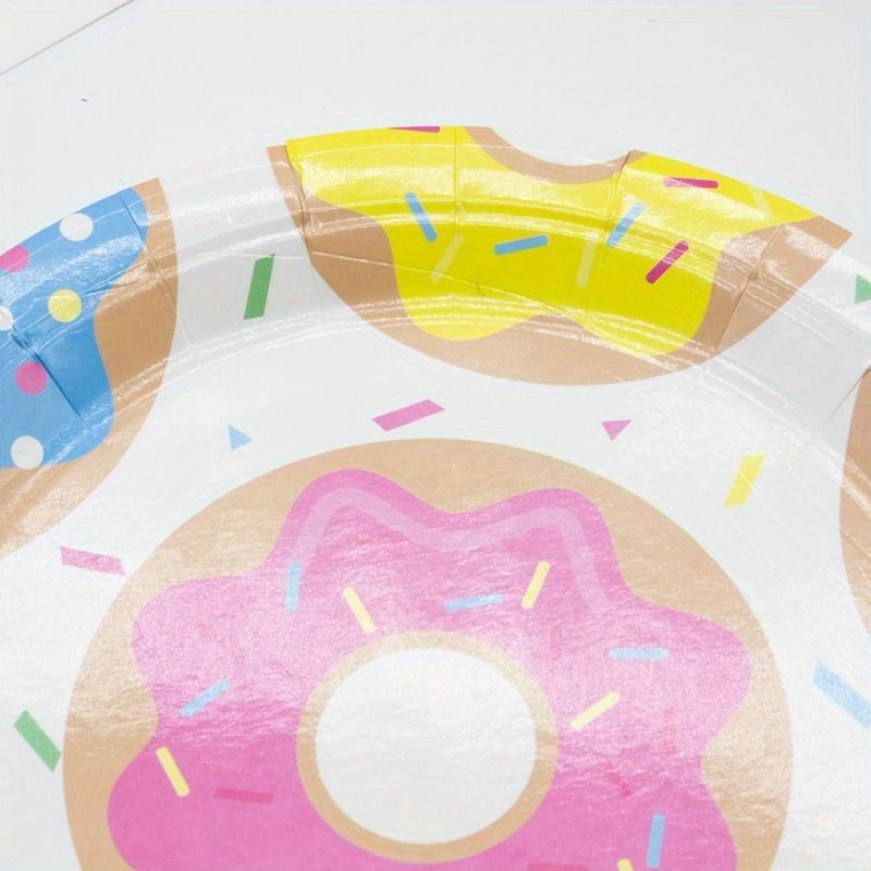 Donut Party Tableware Theme Disposable Paper Plate Set Children's Birthday Flag Tablecloth Party Decoration Supplies