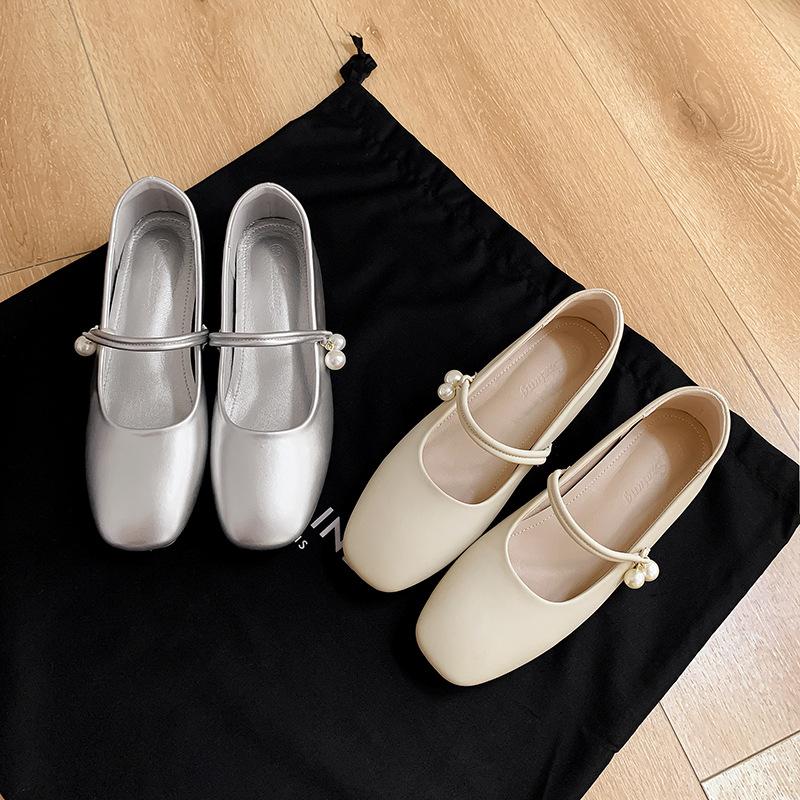 Mary Jane Shoes Women's 2025 New Pearl Soft Sole Shallow Mouth Inner Height Increase New Chinese Single Shoes Sweet Wind 3233 Single Shoes