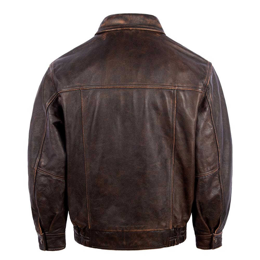 Vintage Brown Genuine Cow Men Leather Jacket Black Sheepskin Loose Men's Oversized Coat Spring Autumn